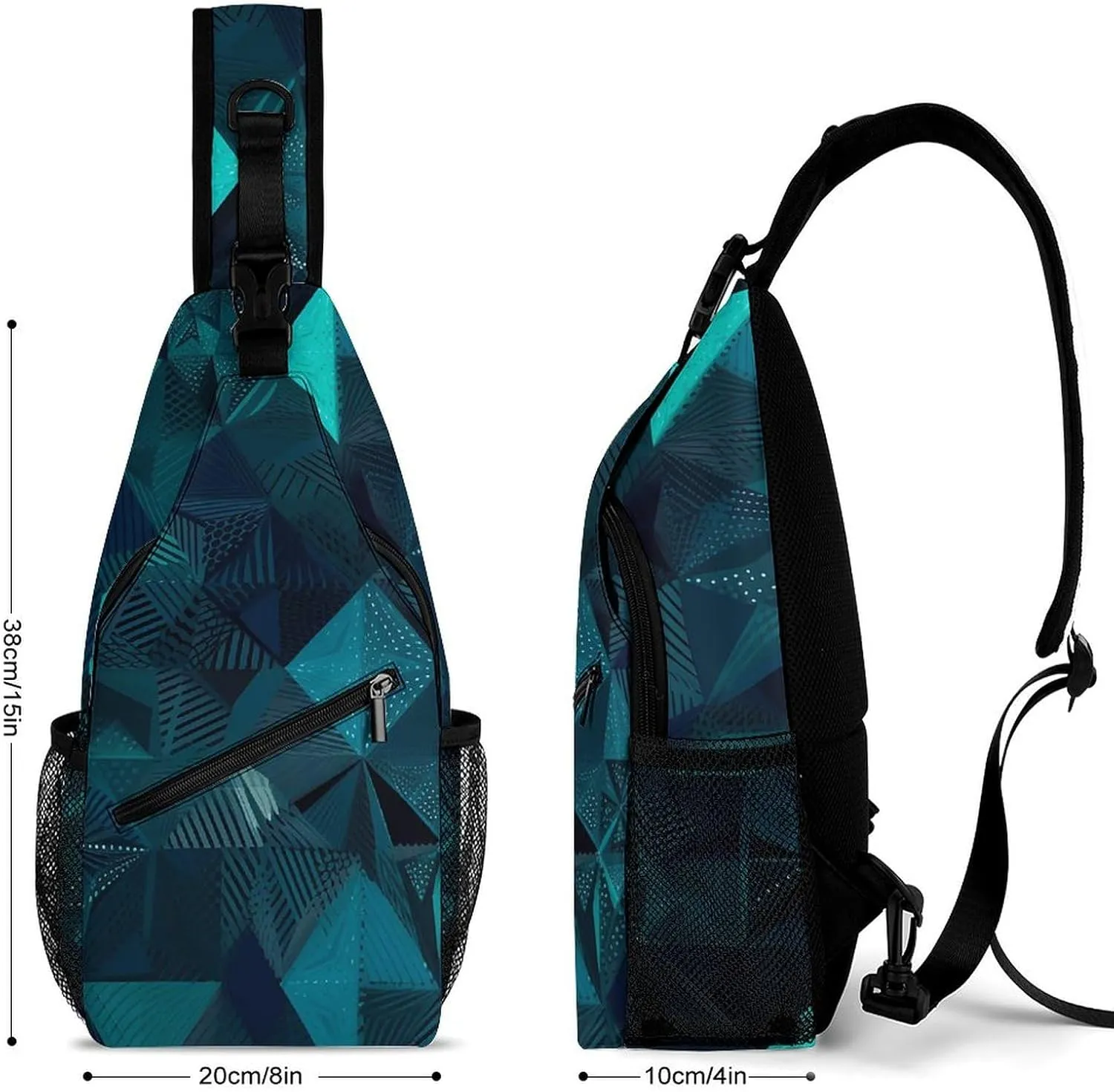 Sling Backpack Crossbody for Man Woman Navy Blue And Teal Cross Body Adjustable Chest Bag