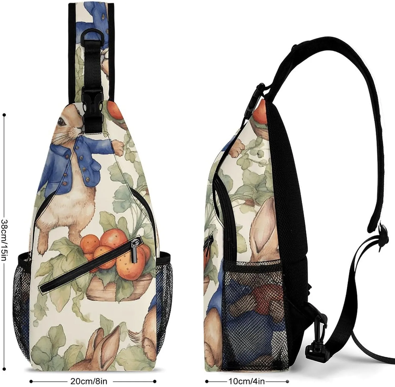 Sling Backpack Crossbody for Man Woman Rabbit Eating Cross Body Adjustable Chest Bag