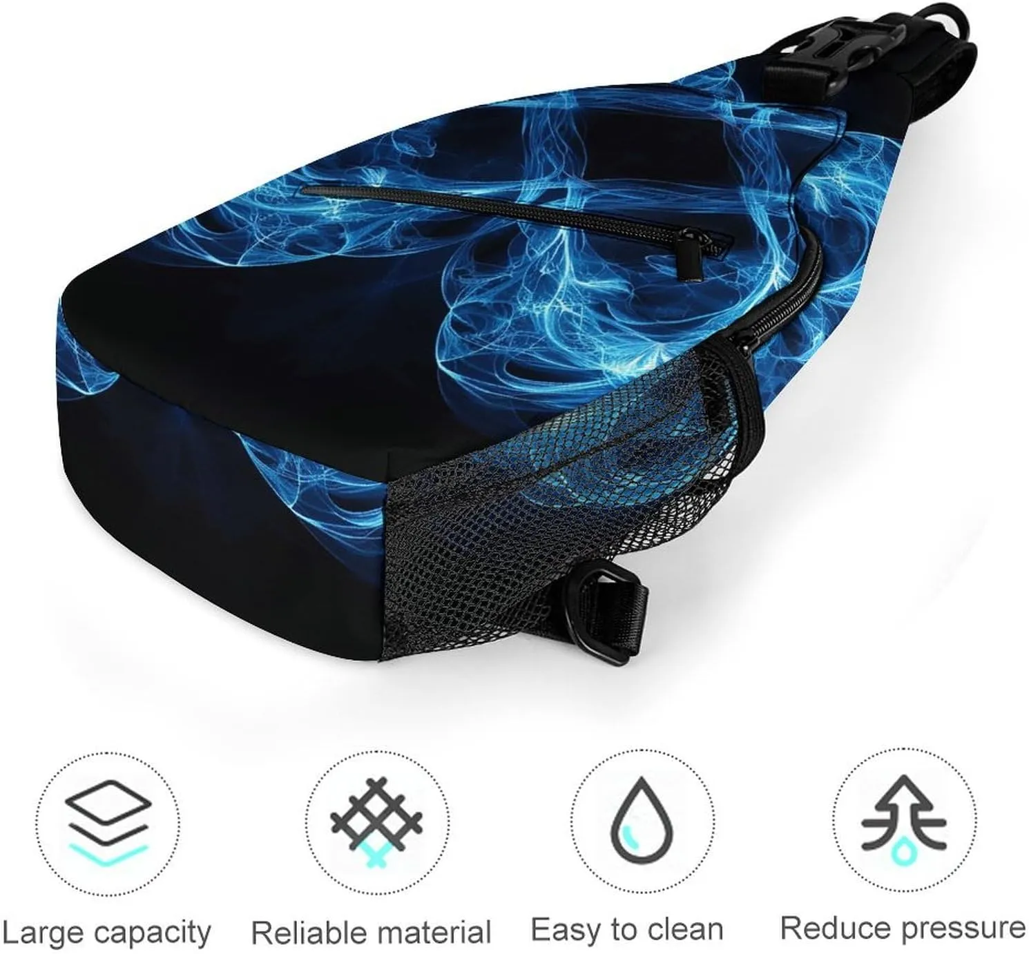 Sling Backpack Crossbody for Man Woman Two Blue Swirls Cross Body Adjustable Chest Bag