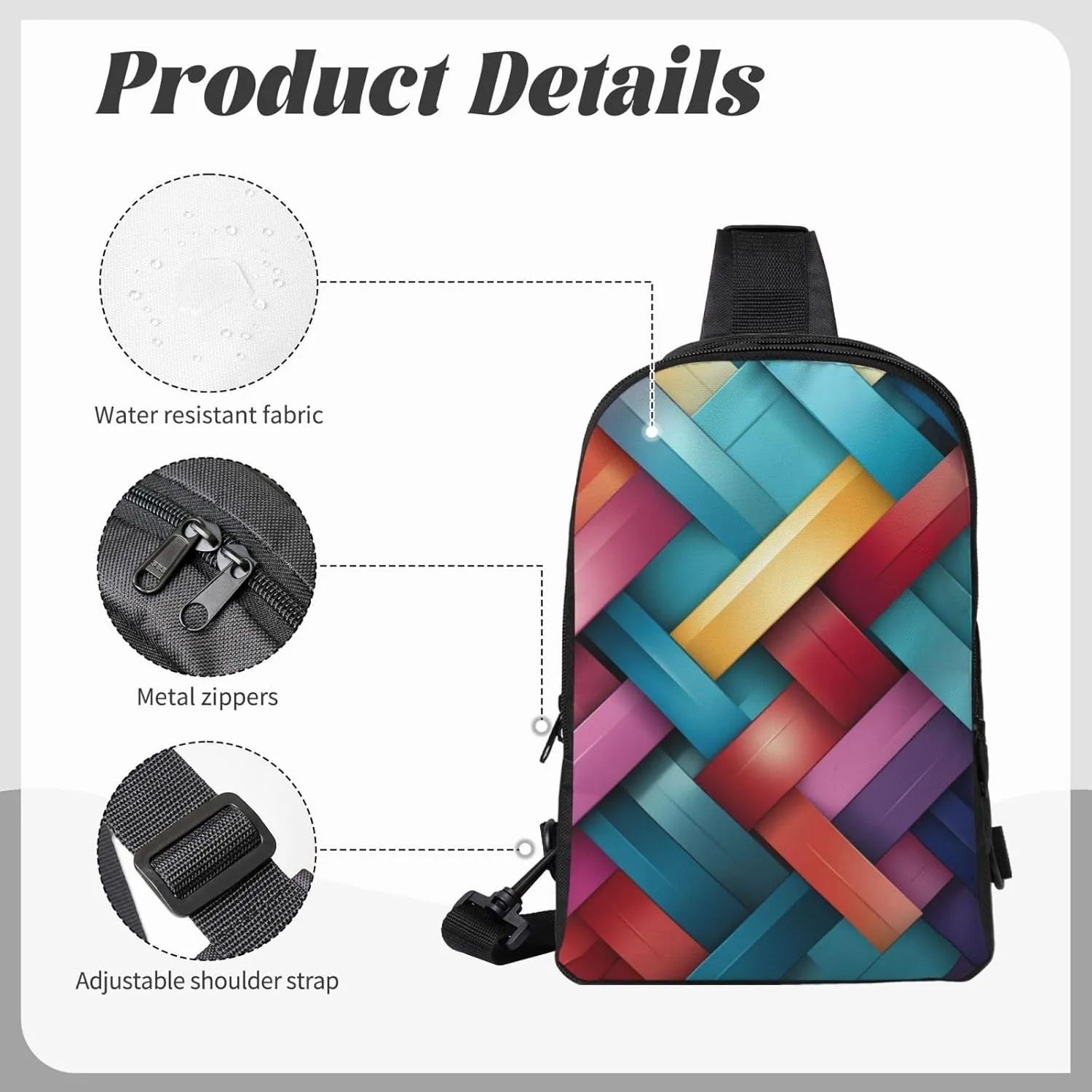 Sling Backpack Crossbody Sling Bag for Men Women Cross Chest Bag Bold Colors Shoulder Bag Travel Hiking Daypack