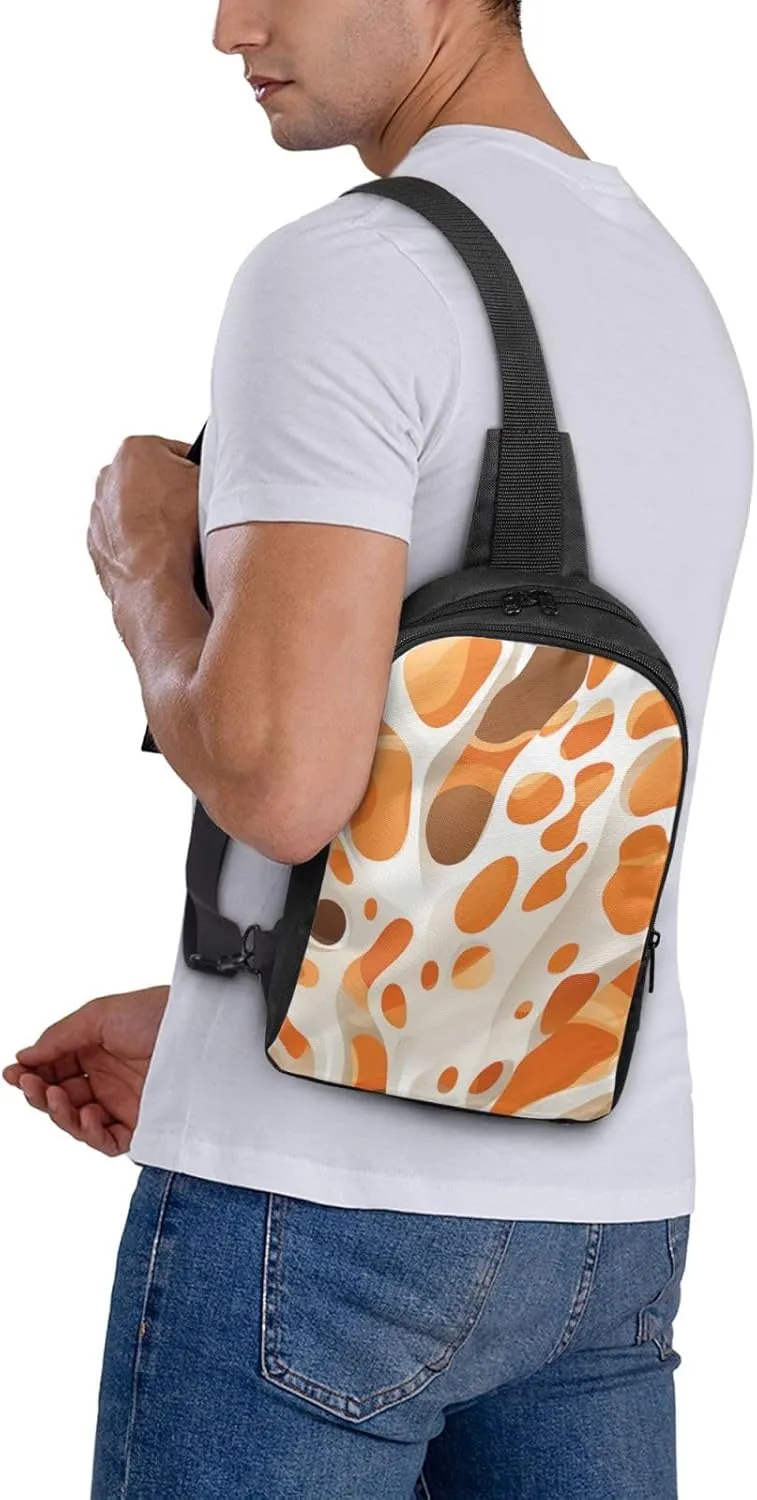 Sling Backpack Crossbody Sling Bag for Men Women Cross Chest Bag Brown and White Spots Shoulder Bag Travel Hiking Daypack