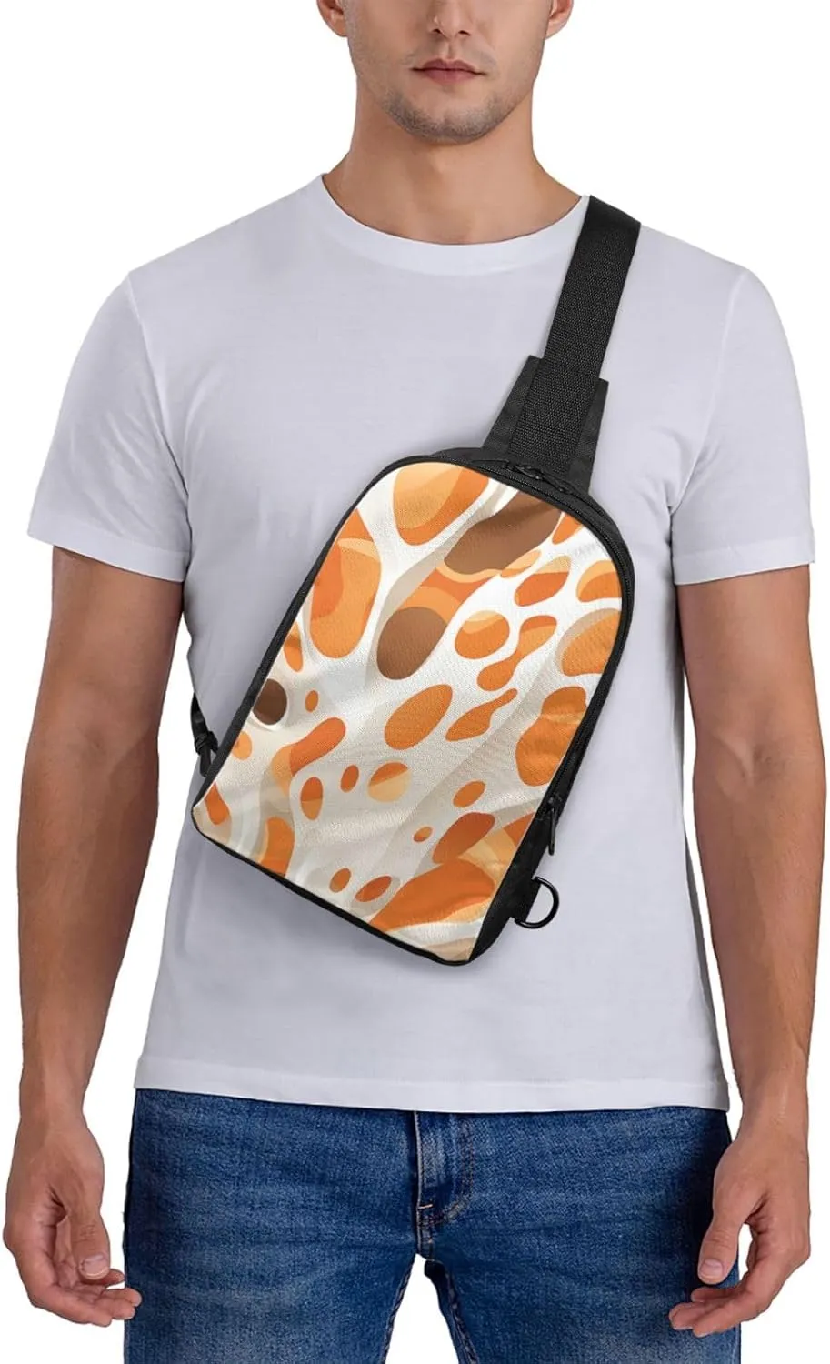 Sling Backpack Crossbody Sling Bag for Men Women Cross Chest Bag Brown and White Spots Shoulder Bag Travel Hiking Daypack