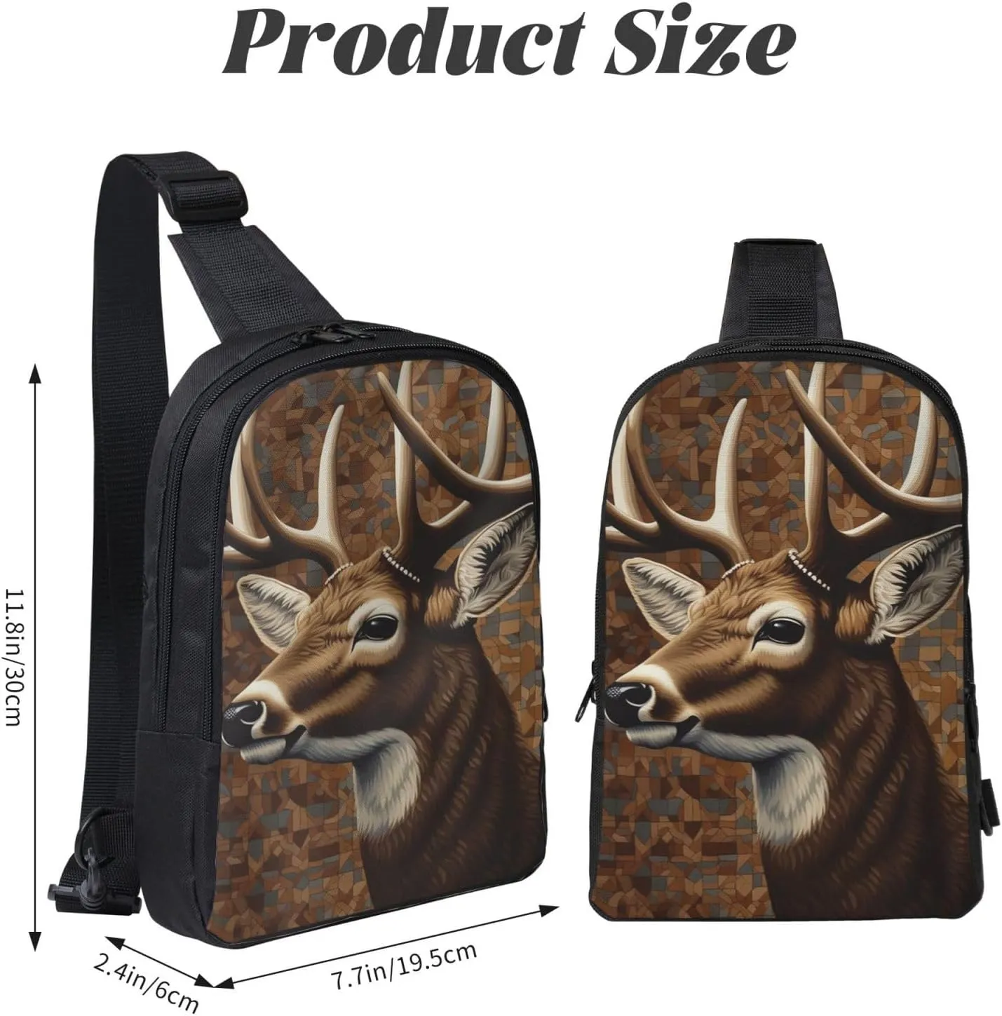 Sling Backpack Crossbody Sling Bag for Men Women Cross Chest Bag Deer on brown background Shoulder Bag Travel Hiking Daypack