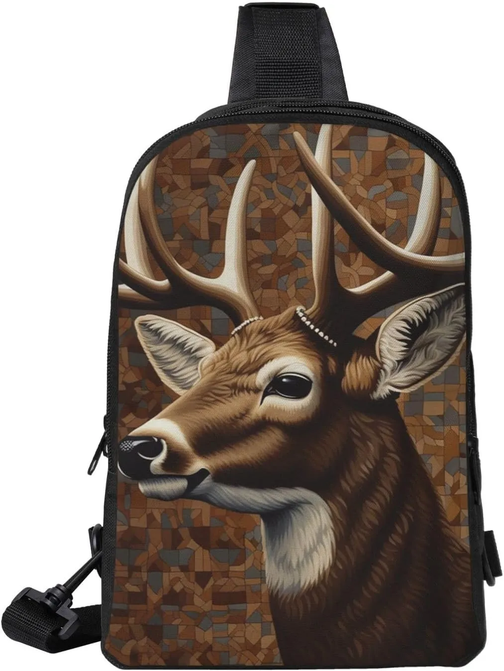 Sling Backpack Crossbody Sling Bag for Men Women Cross Chest Bag Deer on brown background Shoulder Bag Travel Hiking Daypack