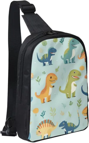 Sling Backpack Crossbody Sling Bag for Men Women Cross Chest Bag Dinosaur Print Shoulder Bag Travel Hiking Daypack