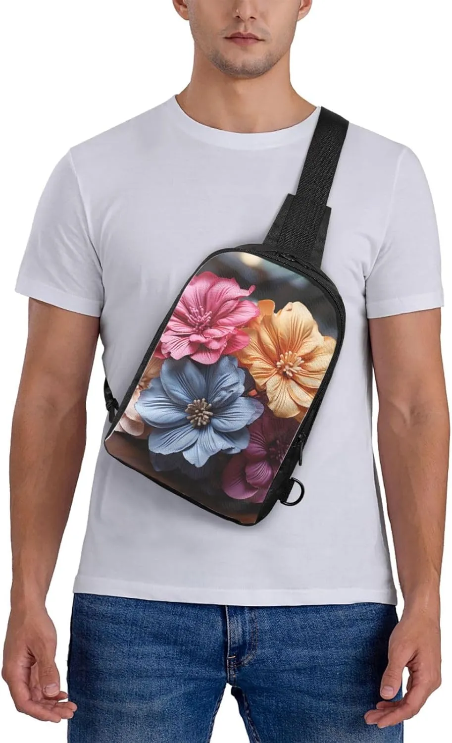 Sling Backpack Crossbody Sling Bag for Men Women Cross Chest Bag Flowers on Wooden Board Shoulder Bag Travel Hiking Daypack