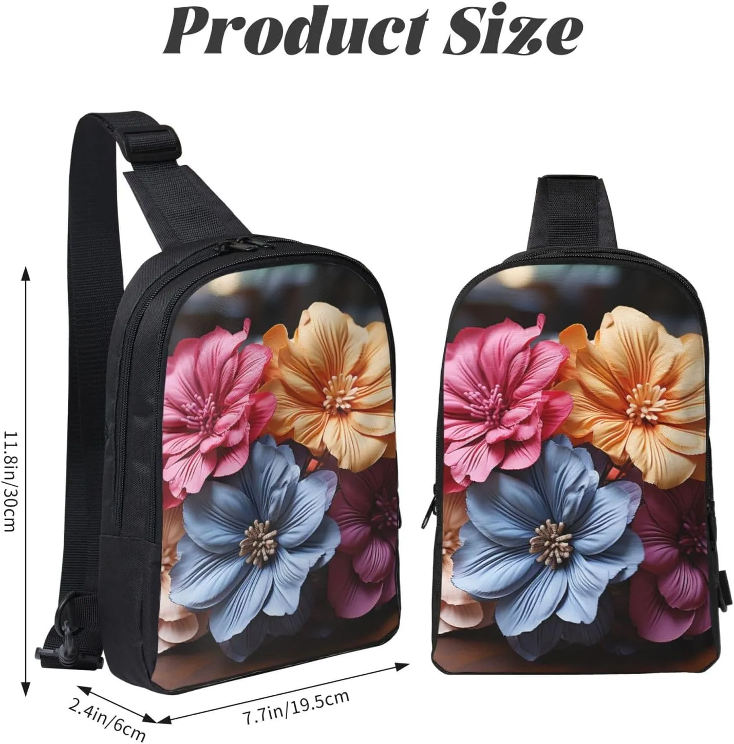 Sling Backpack Crossbody Sling Bag for Men Women Cross Chest Bag Flowers on Wooden Board Shoulder Bag Travel Hiking Daypack