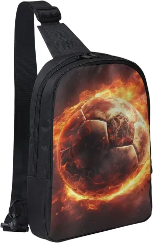 Sling Backpack Crossbody Sling Bag for Men Women Cross Chest Bag Football on Fire Shoulder Bag Travel Hiking Daypack