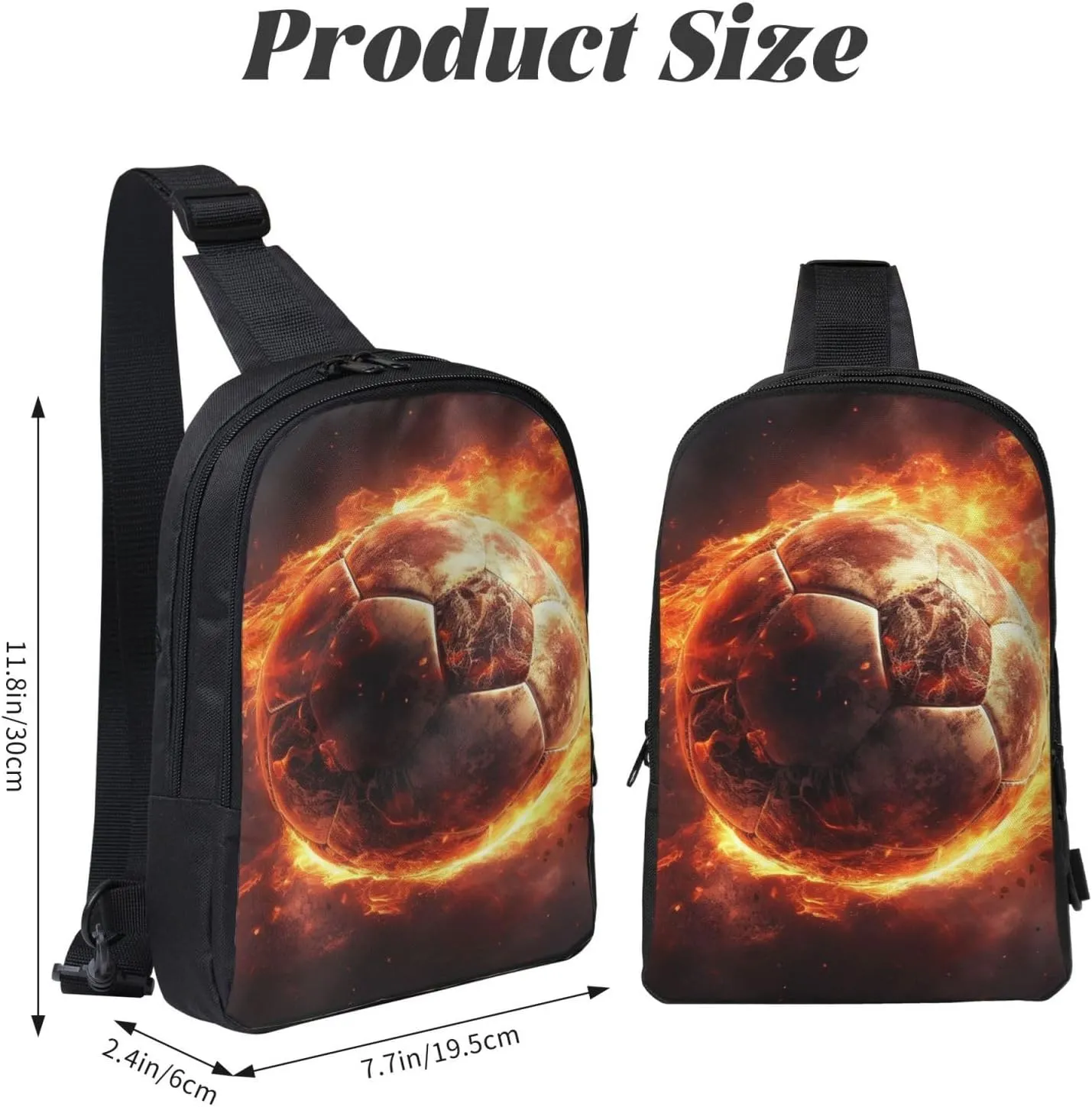 Sling Backpack Crossbody Sling Bag for Men Women Cross Chest Bag Football on Fire Shoulder Bag Travel Hiking Daypack