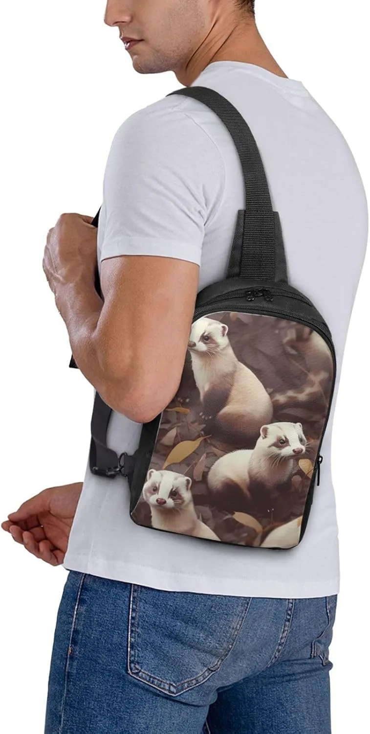 Sling Backpack Crossbody Sling Bag for Men Women Cross Chest Bag Hairy Ferret Shoulder Bag Travel Hiking Daypack