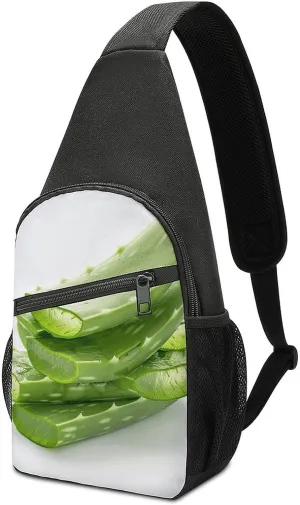 Sling Backpack Crossbody Sling Bag for Men Women Fanny Pack Fresh Aloe Vera Flakes Chest Bag for Hiking Traveling