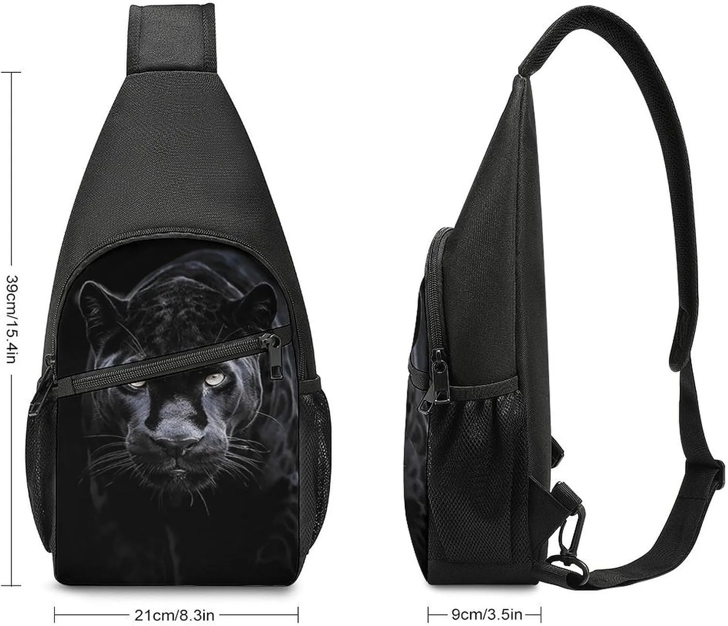 Sling Backpack for Women Men Crossbody Chest Bag Travel Animal Panther Daypack Shoulder Bag for Hiking