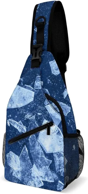 Sling Bag Abstract Ice Debris Crossbody Shoulder Backpack Adjustable Lightweight Travel Hiking Chest Bag for Men Women