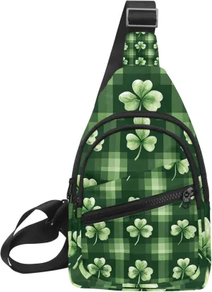 Sling Bag Backpack Crossbody Chest Bag Daypack for Hiking Travel(Saint Patrick's Day Clover Leaf)