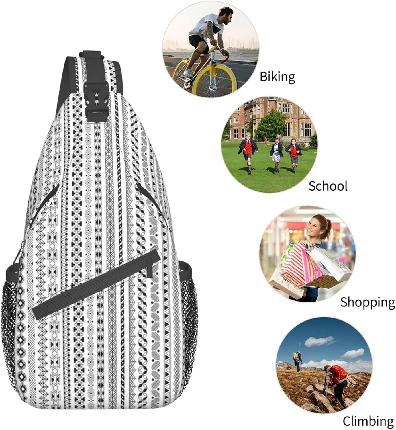 Sling Bag Bones And Dog Claws Print Sling Backpack Crossbody Chest Bag Daypack For Hiking Travel