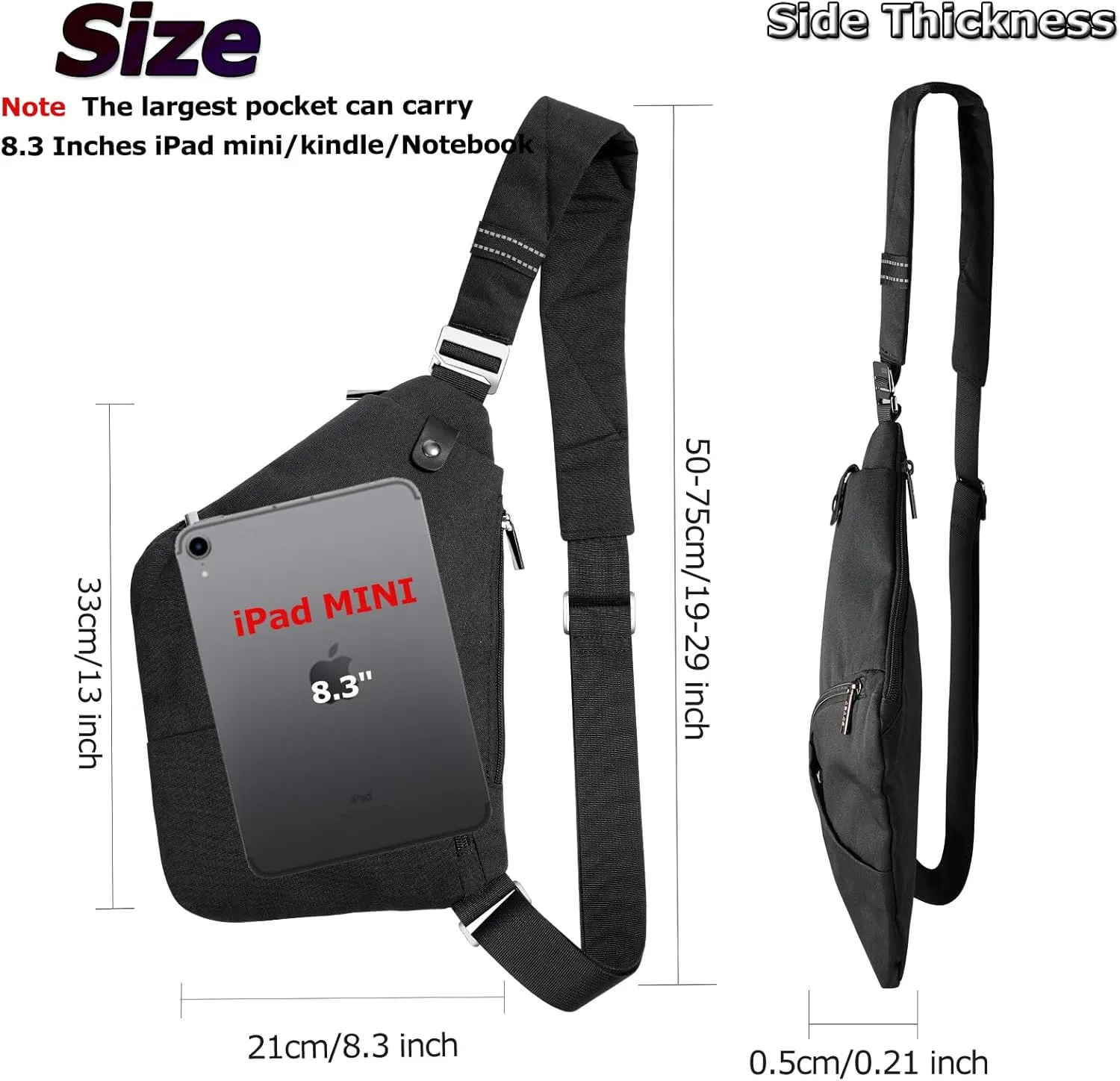 Sling Bag Cross Body Bag, Anti Theft Crossbody Bags for Travel Lightweight Chest Shoulder Bags for Women Men