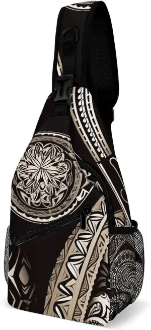Sling Bag for Men Women Western Pacific Traditional Chest Bag Casual Crossbody Bag Sling Backpack for Travel Daypack