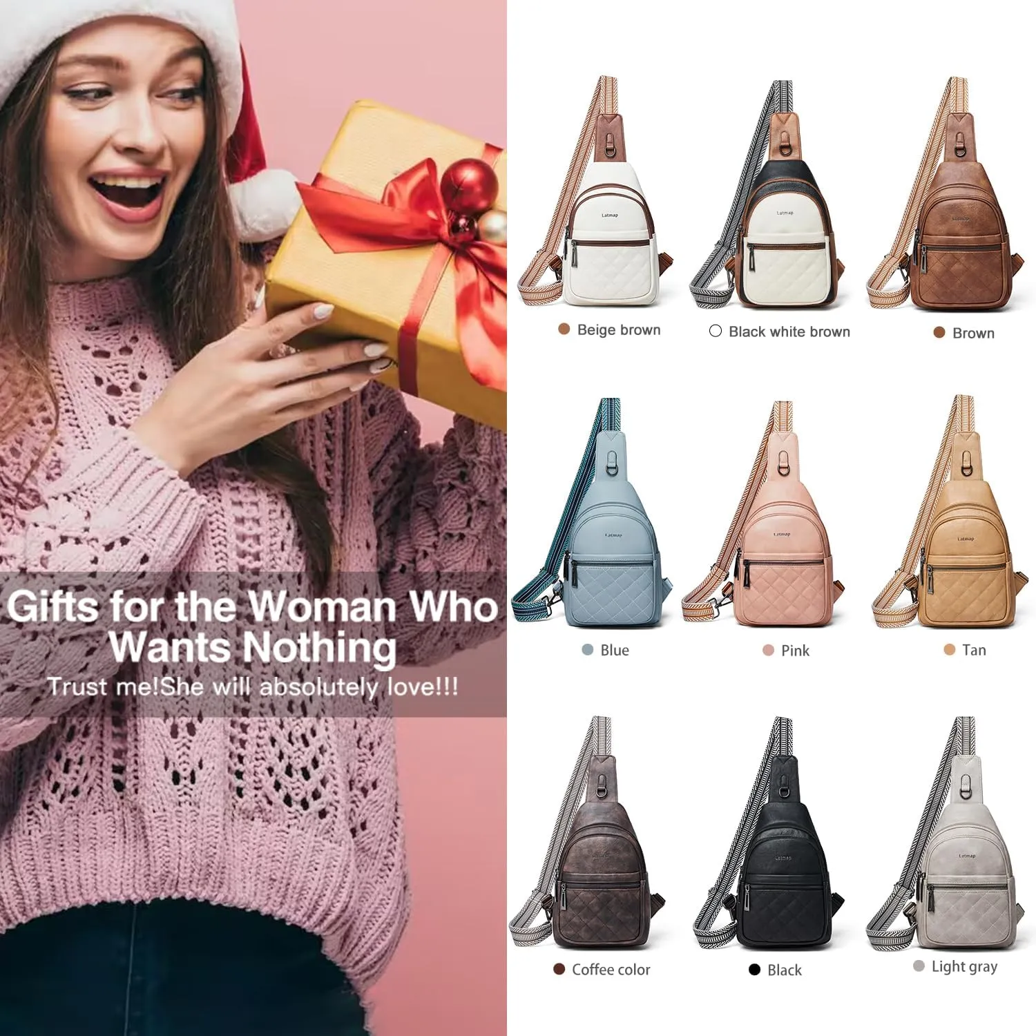 Sling Bag For Women Fanny Pack Crossbody Travel Shoulder Belt Bags Tote Backpack Purse Faux Leather