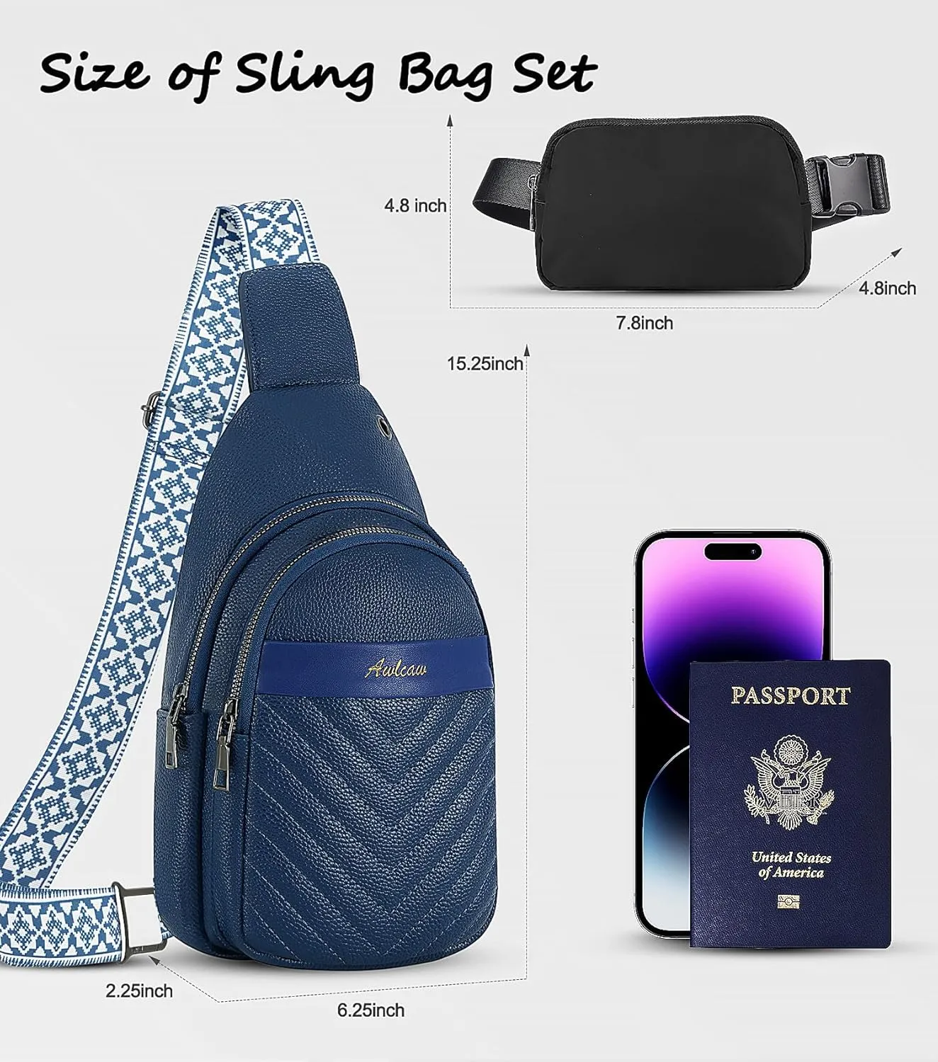 Sling Bag for Women, Leather Crossbody Bag Sling Bag Crossbody Backpack for Travel Sports Running Hiking for Man Woman