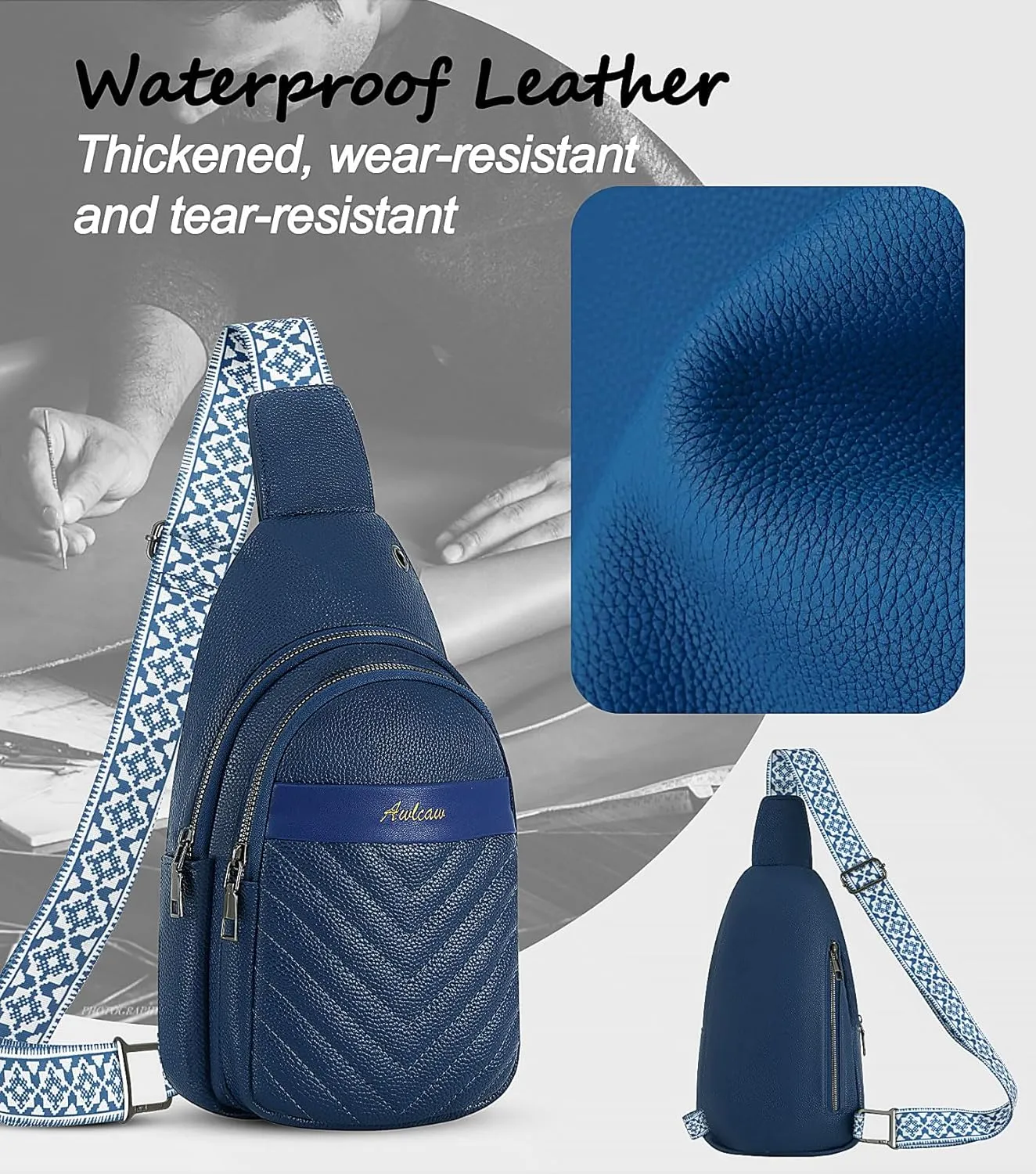 Sling Bag for Women, Leather Crossbody Bag Sling Bag Crossbody Backpack for Travel Sports Running Hiking for Man Woman