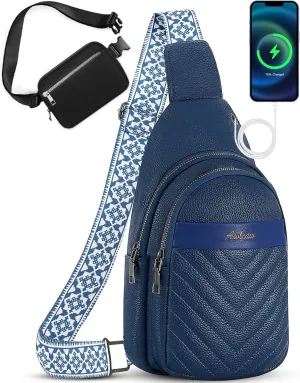 Sling Bag for Women, Leather Crossbody Bag Sling Bag Crossbody Backpack for Travel Sports Running Hiking for Man Woman