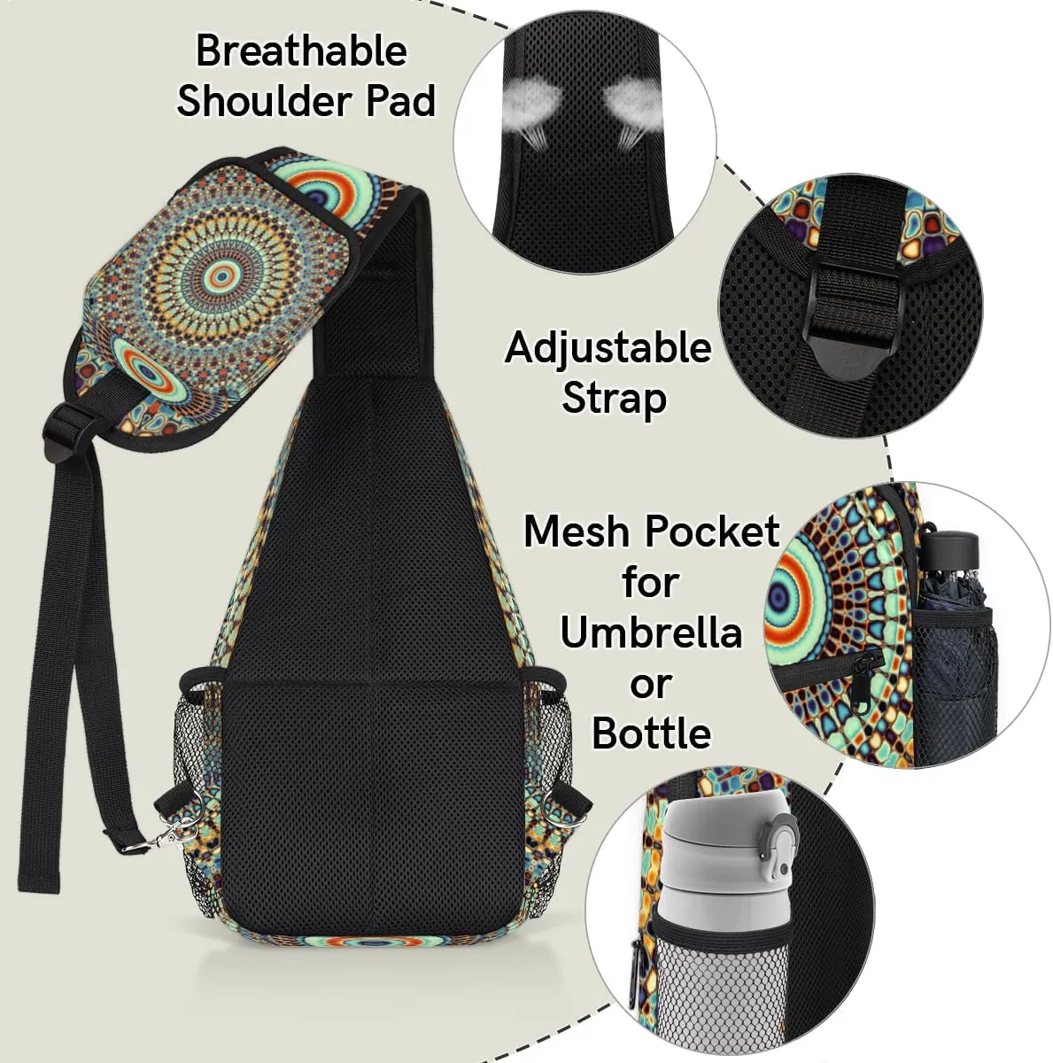 Sling Bag for Women Men Chest Shoulder Backpack Multipurpose Crossbody Bag Lightweight Travel Hiking Daypack