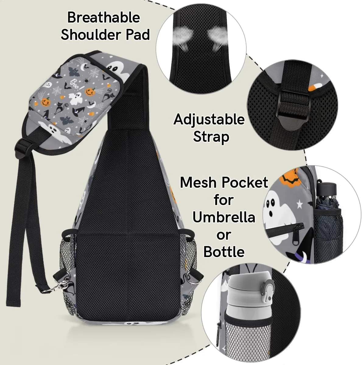 Sling Bag for Women Men Chest Shoulder Backpack Multipurpose Crossbody Bag Lightweight Travel Hiking Daypack