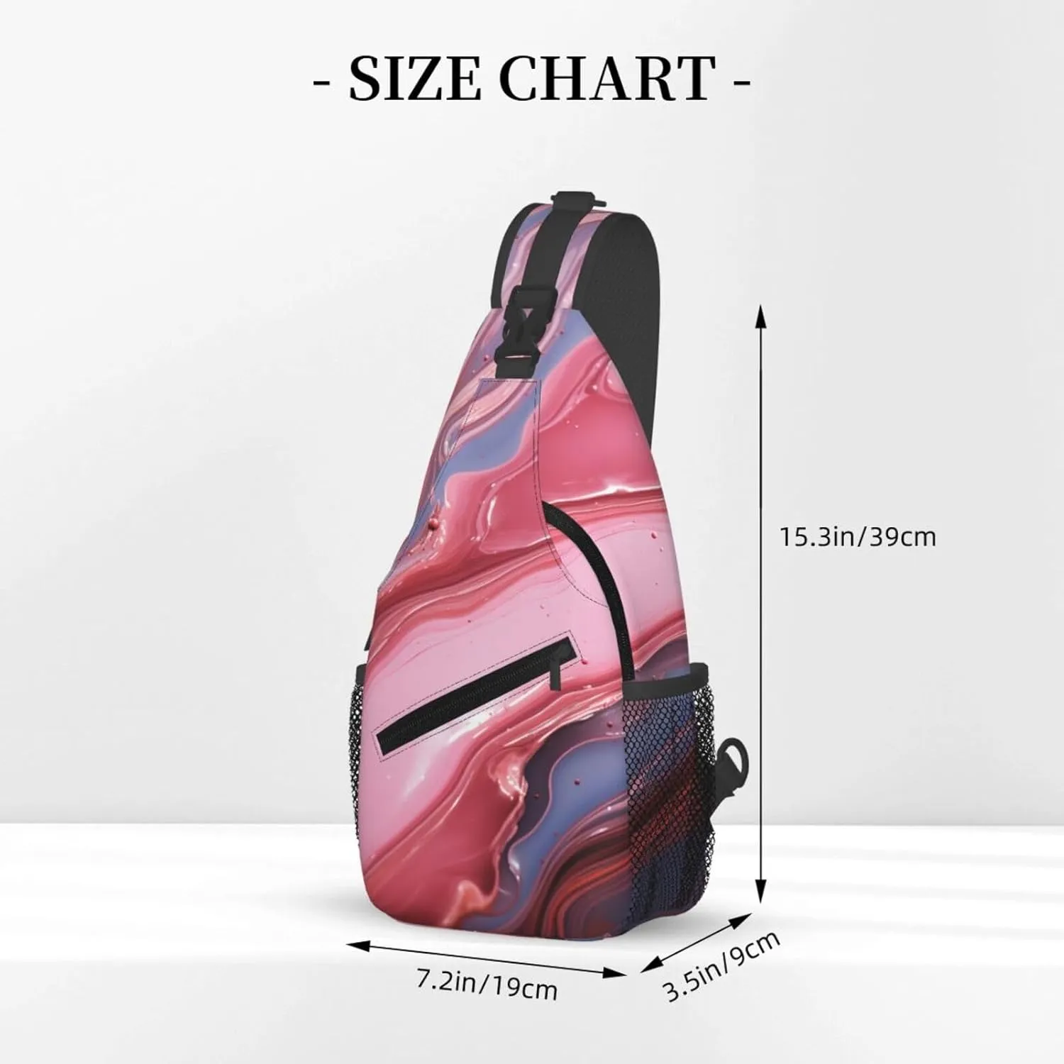 Sling Bag for Women Men Crossbody Bag Sling Backpack Abstract pink marble Cross Body Bag Adjustable Chest Bag