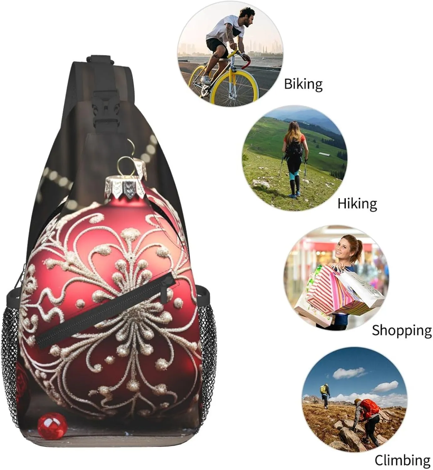 Sling Bag for Women Men Crossbody Bag Sling Backpack Christmas ornament Cross Body Bag Adjustable Chest Bag