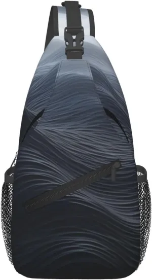 Sling Bag for Women Men Crossbody Bag Sling Backpack Deep black waves Cross Body Bag Adjustable Chest Bag