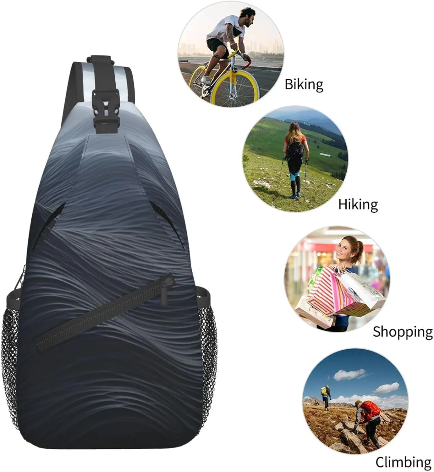 Sling Bag for Women Men Crossbody Bag Sling Backpack Deep black waves Cross Body Bag Adjustable Chest Bag