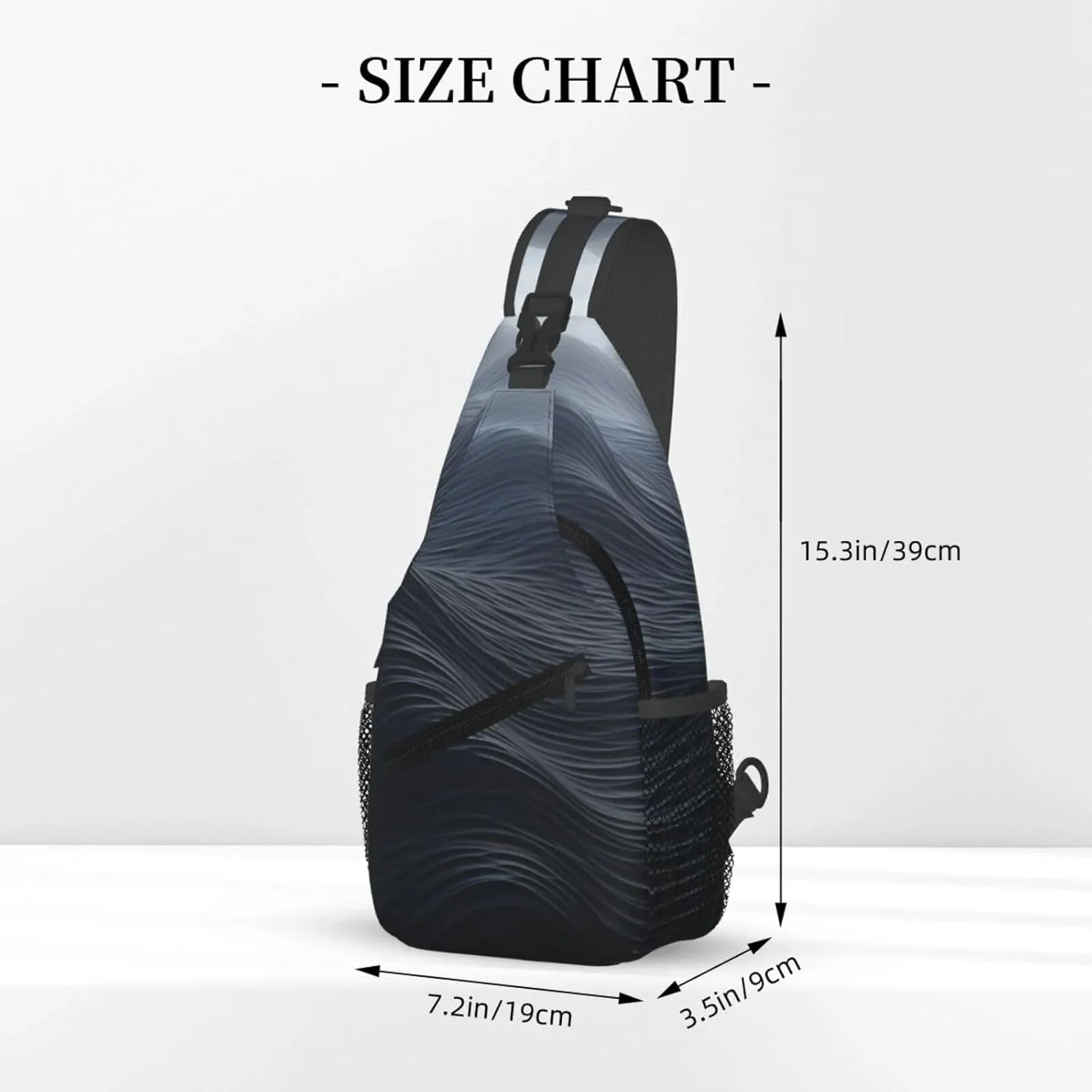Sling Bag for Women Men Crossbody Bag Sling Backpack Deep black waves Cross Body Bag Adjustable Chest Bag