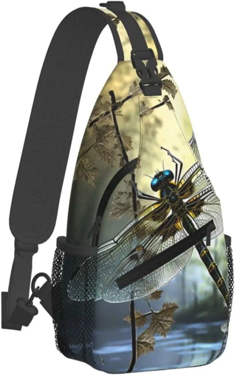 Sling Bag for Women Men Crossbody Bag Sling Backpack Dragonflies Cross Body Bag Adjustable Chest Bag