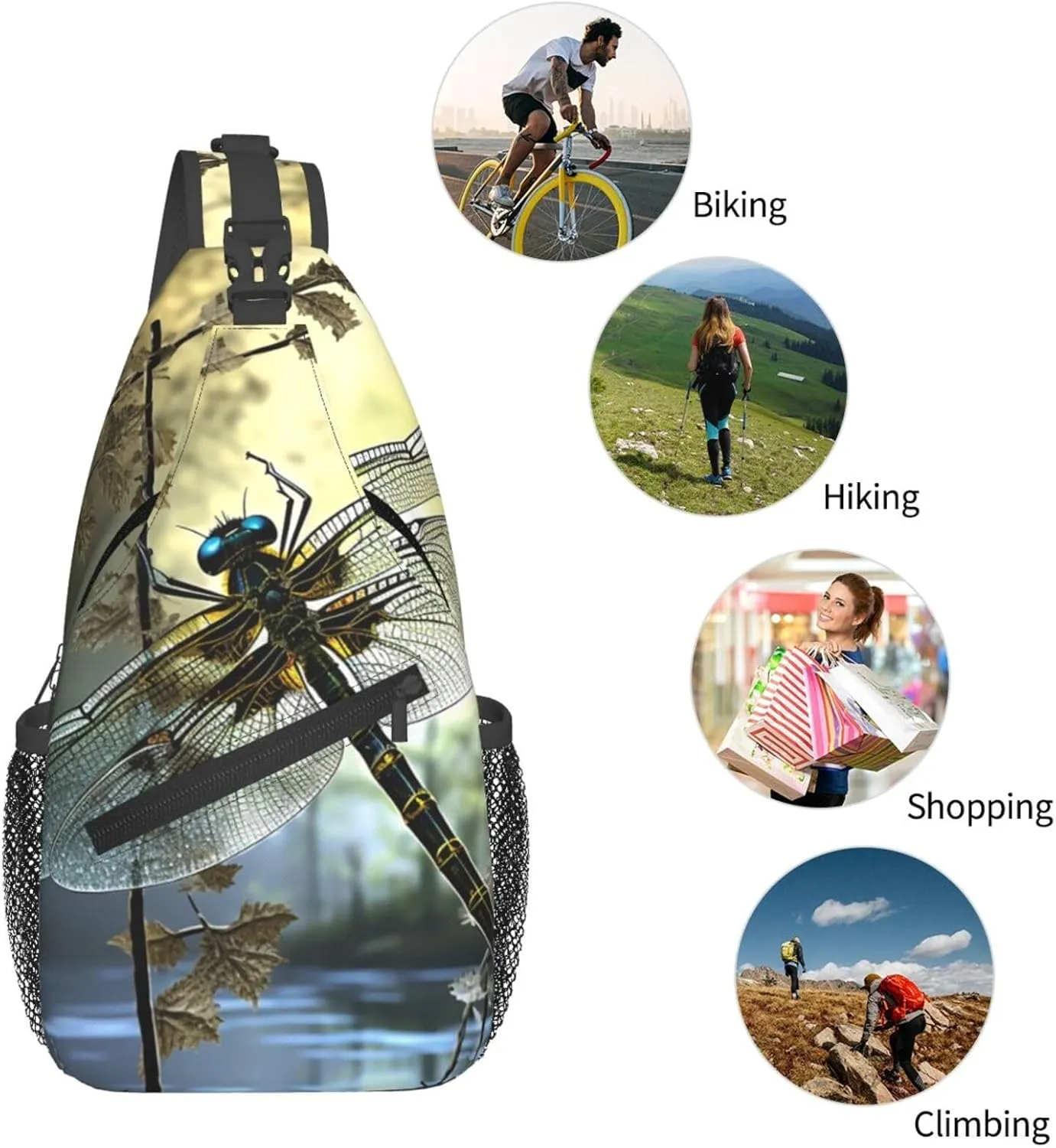 Sling Bag for Women Men Crossbody Bag Sling Backpack Dragonflies Cross Body Bag Adjustable Chest Bag
