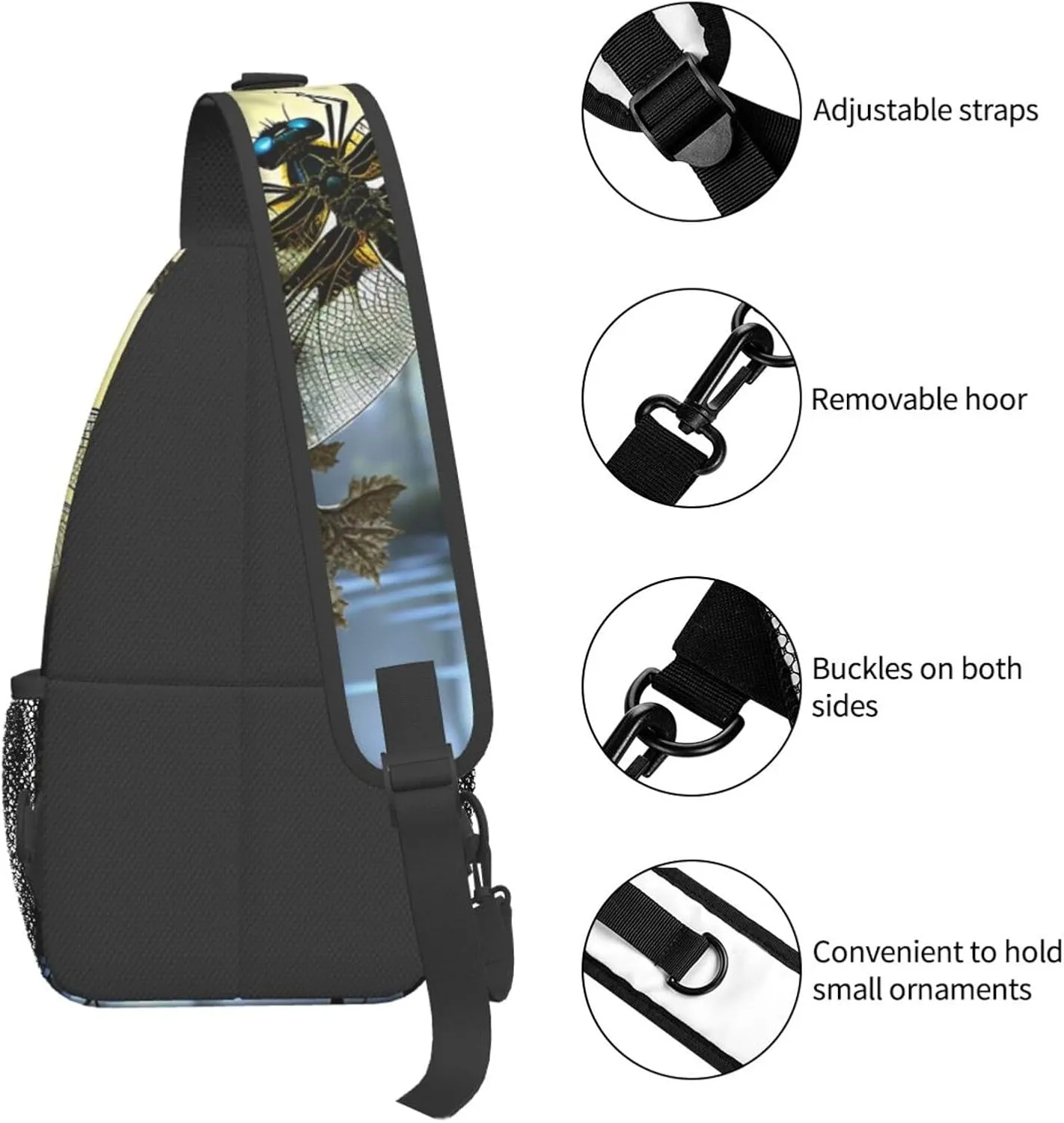 Sling Bag for Women Men Crossbody Bag Sling Backpack Dragonflies Cross Body Bag Adjustable Chest Bag
