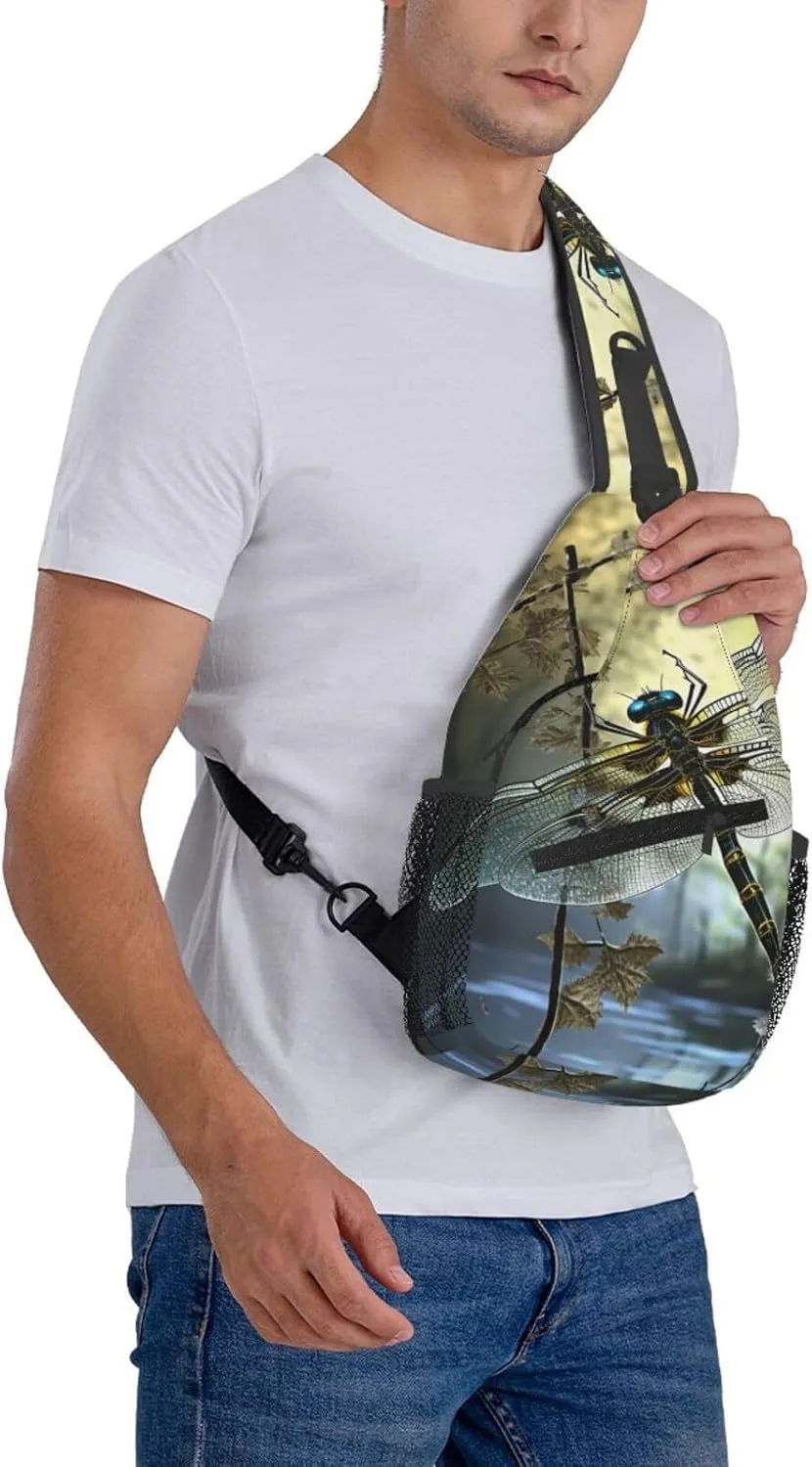 Sling Bag for Women Men Crossbody Bag Sling Backpack Dragonflies Cross Body Bag Adjustable Chest Bag