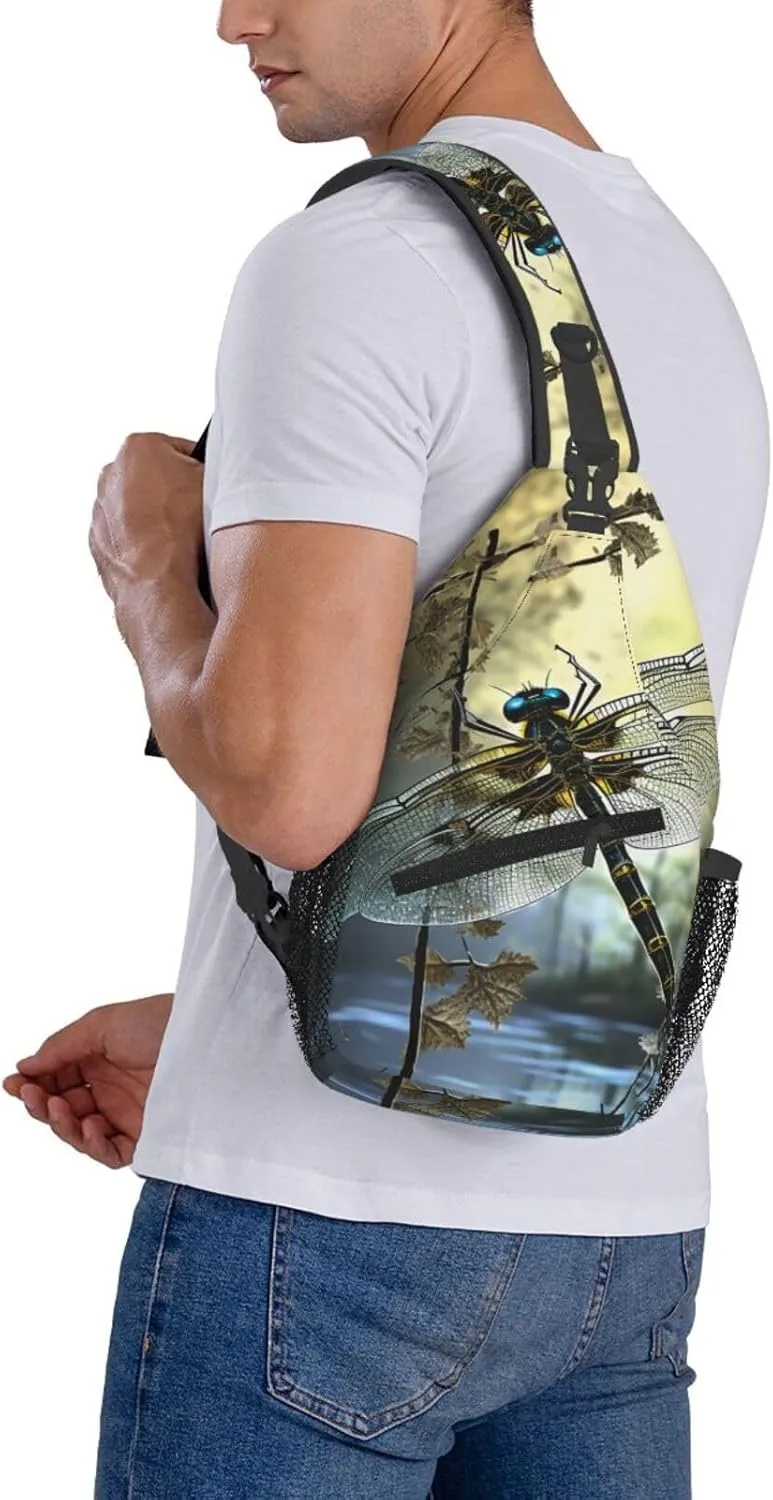 Sling Bag for Women Men Crossbody Bag Sling Backpack Dragonflies Cross Body Bag Adjustable Chest Bag