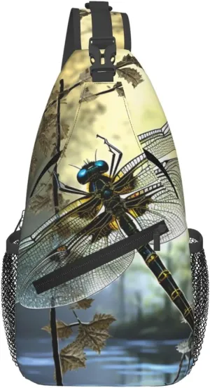 Sling Bag for Women Men Crossbody Bag Sling Backpack Dragonflies Cross Body Bag Adjustable Chest Bag