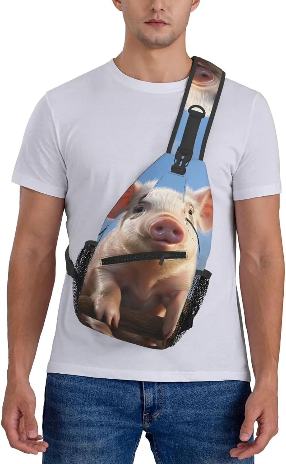 Sling Bag for Women Men Crossbody Bag Sling Backpack Funny Cute Pig Cross Body Bag Adjustable Chest Bag