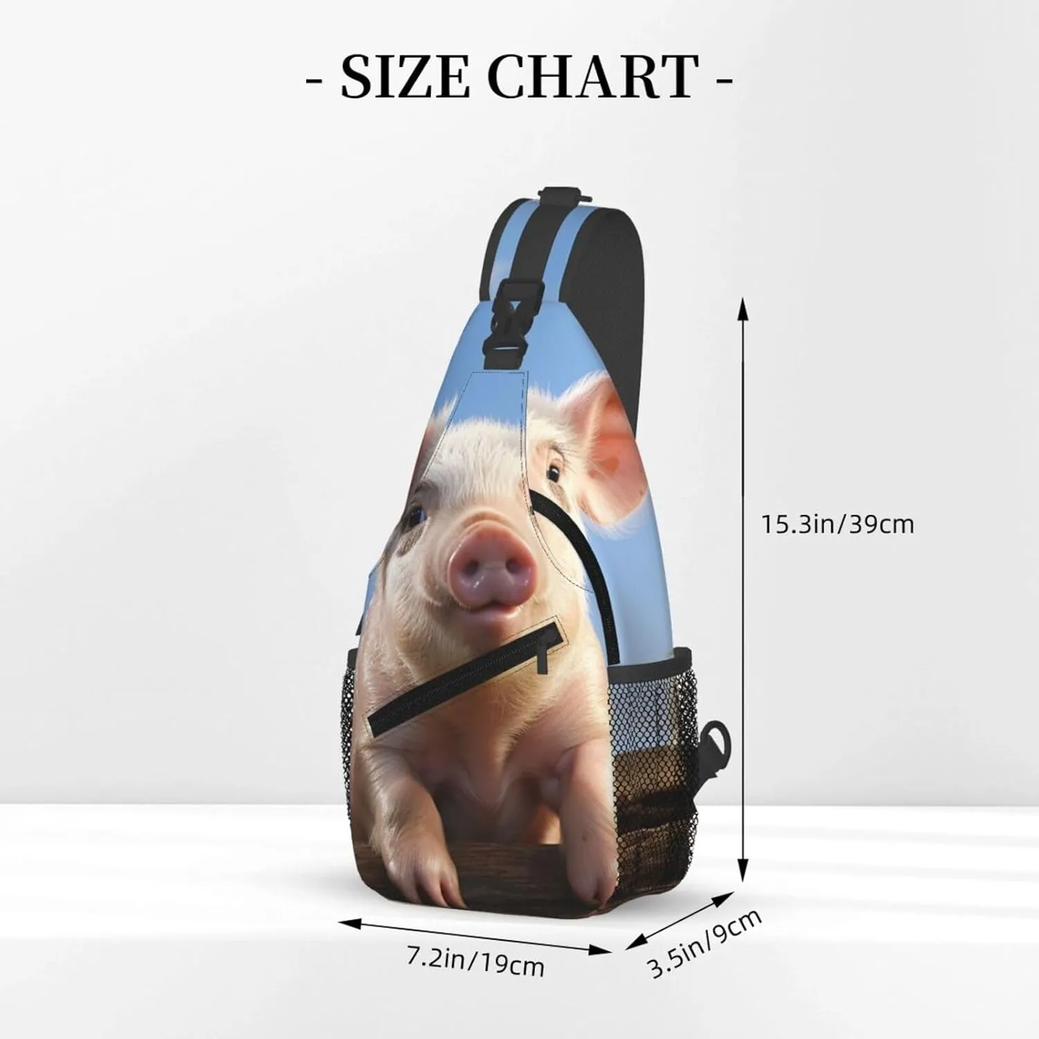 Sling Bag for Women Men Crossbody Bag Sling Backpack Funny Cute Pig Cross Body Bag Adjustable Chest Bag