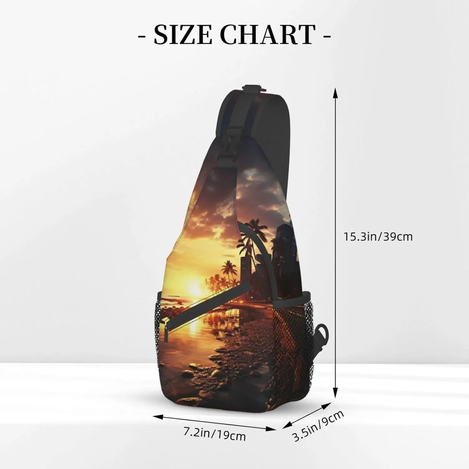 Sling Bag for Women Men Shoulder Bag Beautiful City Night View Chest Bag Travel Fanny Pack Lightweight Casual Daypack, Sunset Time, One Size