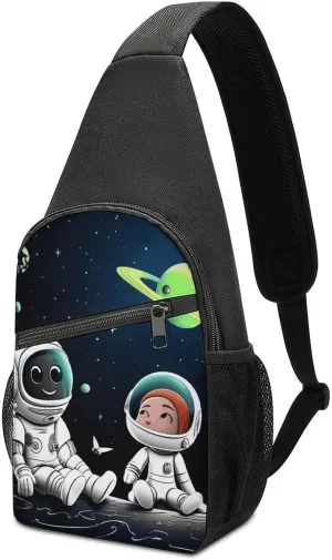 Sling Bags Astronaut And Alien Chest Bag for Men Women Shoulder Bag for Travel Sport Chest Pack