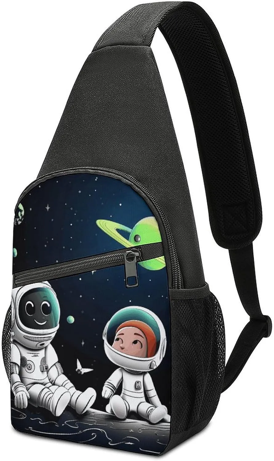 Sling Bags Astronaut And Alien Chest Bag for Men Women Shoulder Bag for Travel Sport Chest Pack