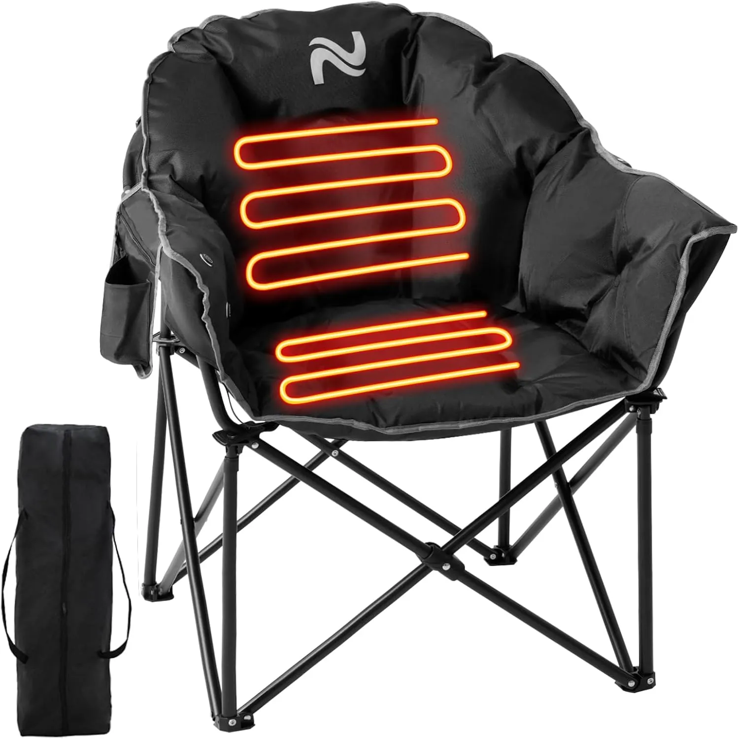 Slsy Heated Camping Chair Oversized, Outdoor Portable Heated Folding Chairs, Heated Foldable Chair Seat Supports 500 lbs, Heating Chair for Outdoor Sports, Camping, Patio, and Picnics