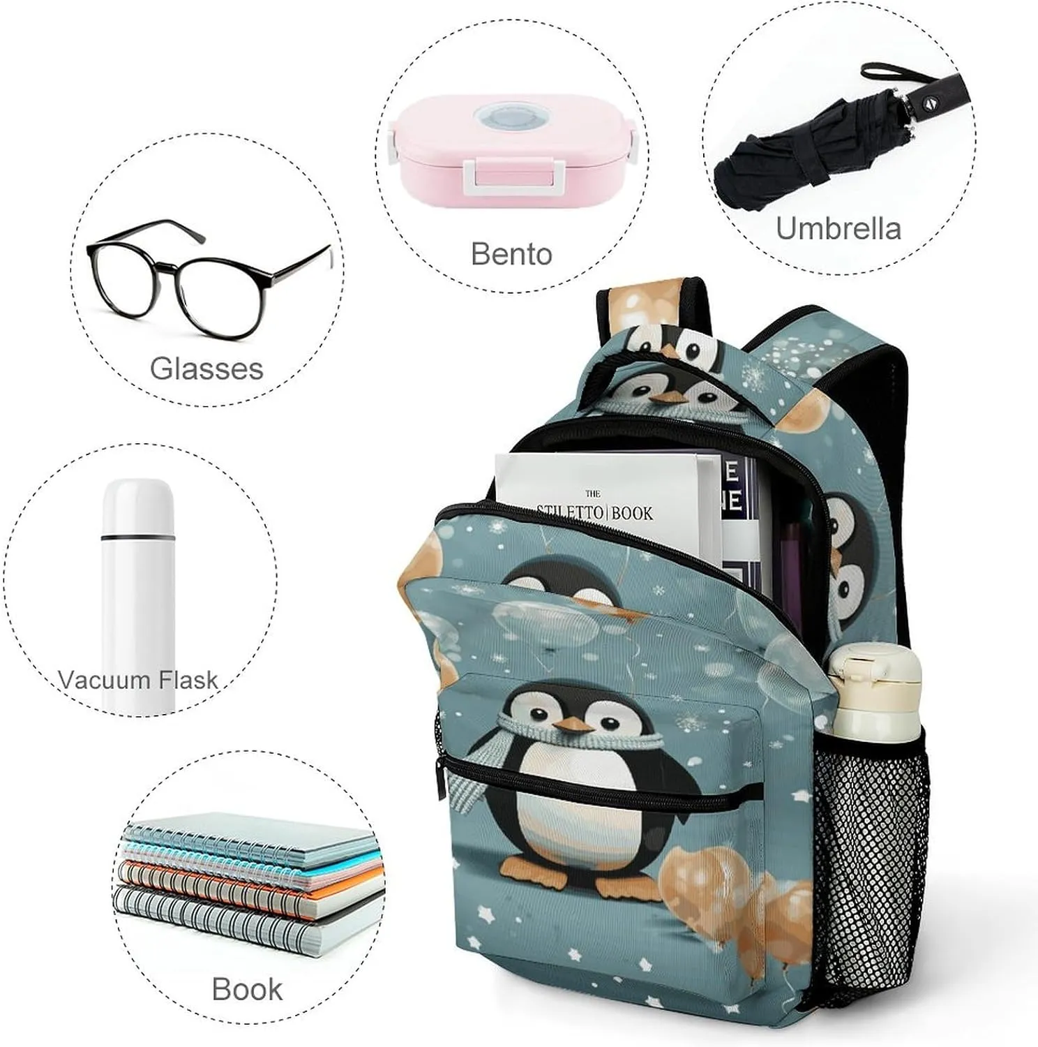 Small Backpacks Personalized Balloon Snowflake Printing Travel Bag Lightweight Travel Backpack For Women Men