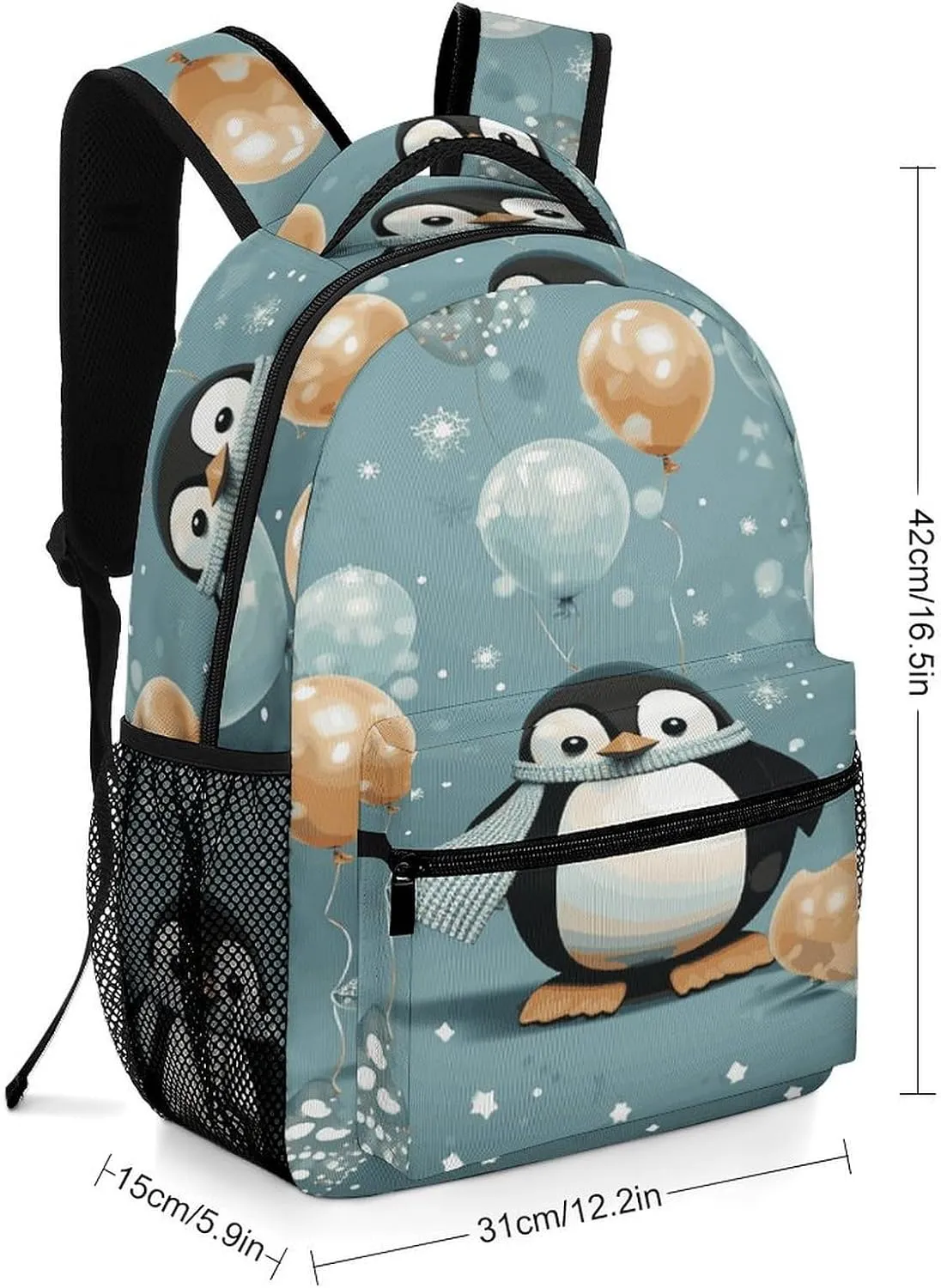 Small Backpacks Personalized Balloon Snowflake Printing Travel Bag Lightweight Travel Backpack For Women Men