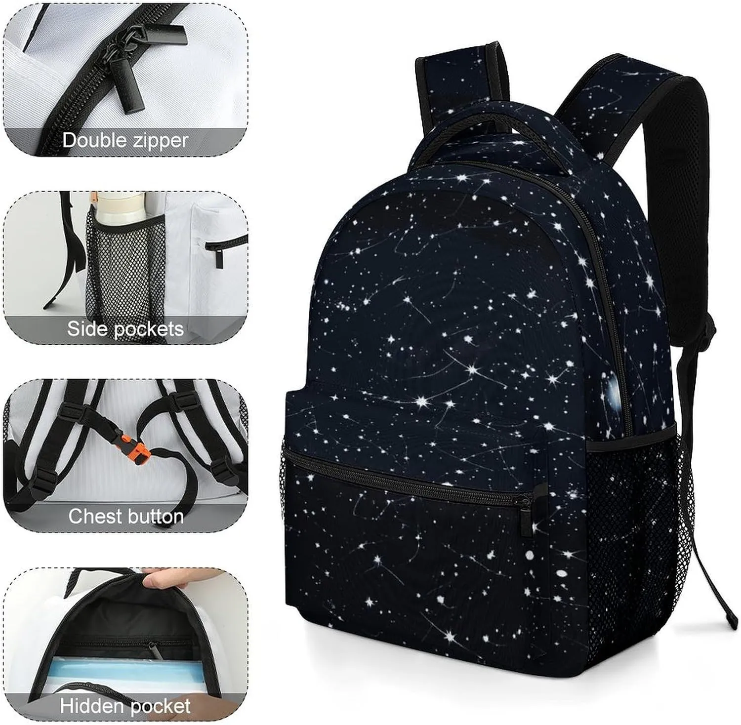 Small Backpacks Personalized Constellations Printing Travel Bag Lightweight Travel Backpack For Women Men