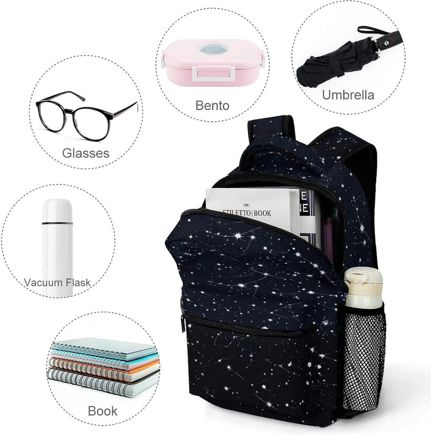 Small Backpacks Personalized Constellations Printing Travel Bag Lightweight Travel Backpack For Women Men