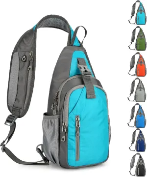 Small Crossbody Sling Backpack Hiking Daypack, Lightweight Casual Shoulder Chest Multiple Bag Sports Outdoor Travel (Lake Blue)
