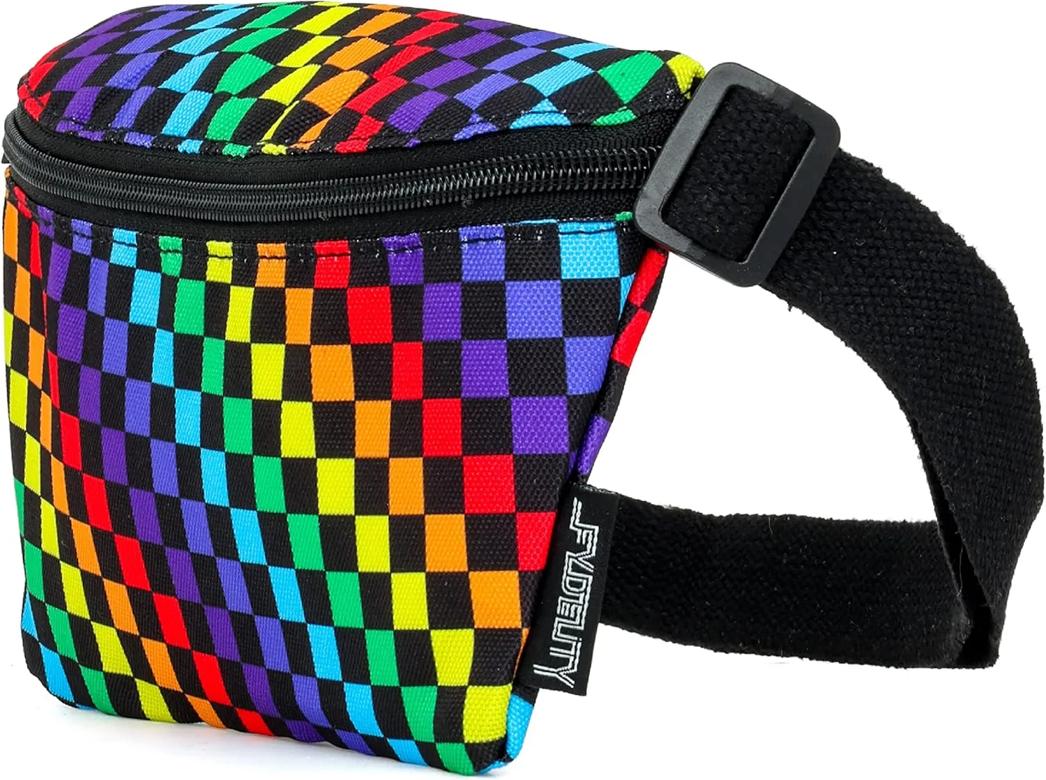 Small Fanny Pack - Unisex Bum Bag, Crossbody & Belt Bag for Women - 80s/90s Slim, Festivals, Travel & Daily Use - Rainbow, Black